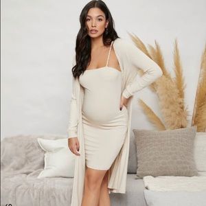 Cream shein maternity dress. 2 piece set